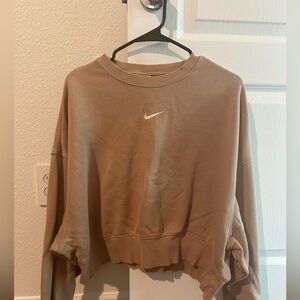 Nike Women's Beige Cropped Hoodie and Sweatpants